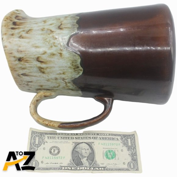 Vtg BROWN DRIP GLAZE WATER PITCHER Bean Pot Stoneware 9.5" TALL Hull Style B7 - Picture 3 of 7